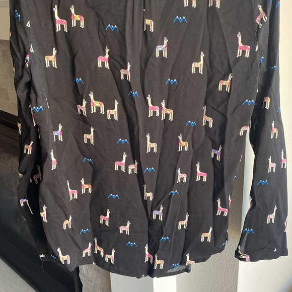 Maeve Anthropologie Alpaca Llama Black Long Sleeve V Neck Shirt, Women’s 2 - Picture 6 of 16